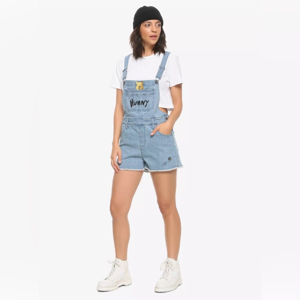 Disney Blue Denim Winnie the Pooh Hunny Shortalls NWOT